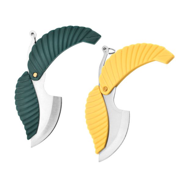 Outdoor-Notfall-Überlebens-EDC-Werkzeug, Mini-Klappmesser, tragbare Tasche, Schlüsselanhänger, Schlüsselanhänger, Blattform, Messerausrüstung, Camping, Reisen, Obstmesser-Set