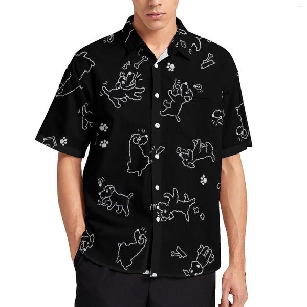 Camisas casuais masculinas Camisa de férias com estampa de osso de amor de cachorro Havaí Blusas estilosas masculinas gráficas tamanho grande