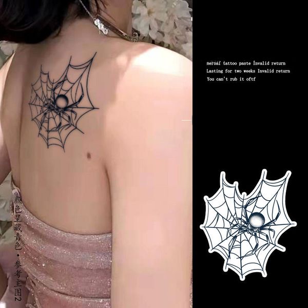 2022 New Spider Web Dusty Juice Tattoo Stickers Piccante Dolce Freddo Clavicola Braccio Coscia Impermeabile Durata Tatuaggio Temporaneo