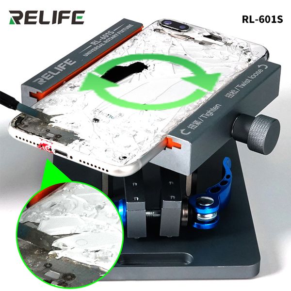 RL-601S Dispositivo giratório universal para remoção de telefones celulares tampa traseira carcaça de vidro moldura placa-mãe bateria ferramentas de substituição