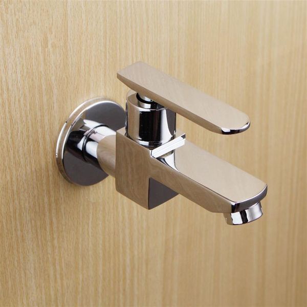 Rubinetti per bagno a parete cromati monoforo quadrati di alta qualità Rubinetti per bagno monoforo a parete fredda da cucina2885