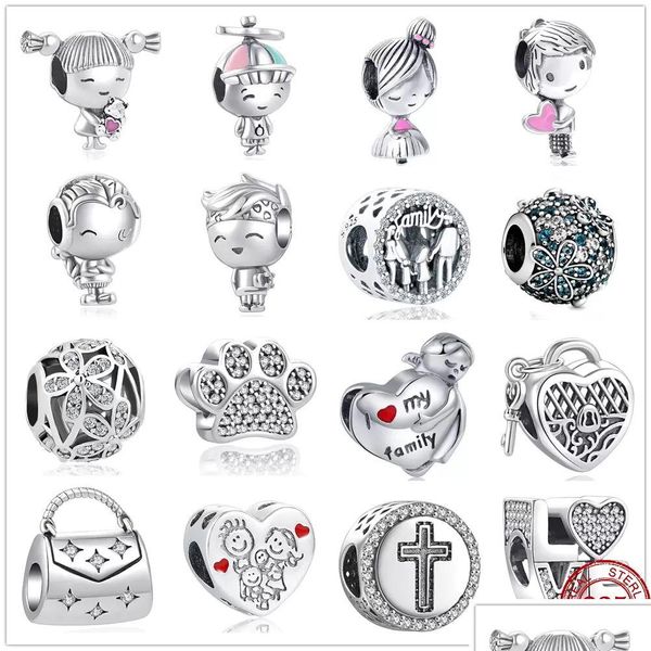 Argento autentico 925 Sterling Sier Perline di metallo per ragazze Ragazzi Adolescenti Adatto Braccialetti con ciondoli Pandora originali Fai da te Donna Drop Delive Dhls5