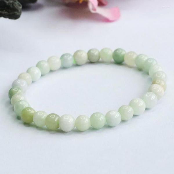 Strand Natural Myanmar Giadeite Bracciale Uomo Donna Healing Gemstone Fine Jewelry Genuine Burma Jades Stone Bead Braccialetti elastici