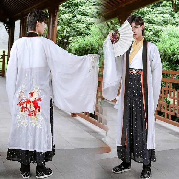 Ethnische Kleidung Kimono Kleid Männer Frauen Hanfu Chinesischen Traditionellen Tang-anzug Tops Rock Japanische Samurai Cosplay Kostüm Yukata Robe Kleid