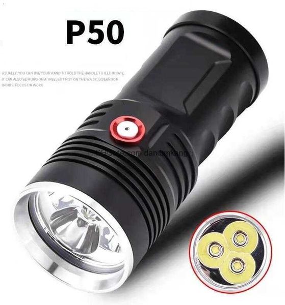 Torcia portatile mini XHP50 super potente LED USB ricaricabile 18650 Batteria Torce militari tattiche torcia 3 modalità lampada multifunzione faro