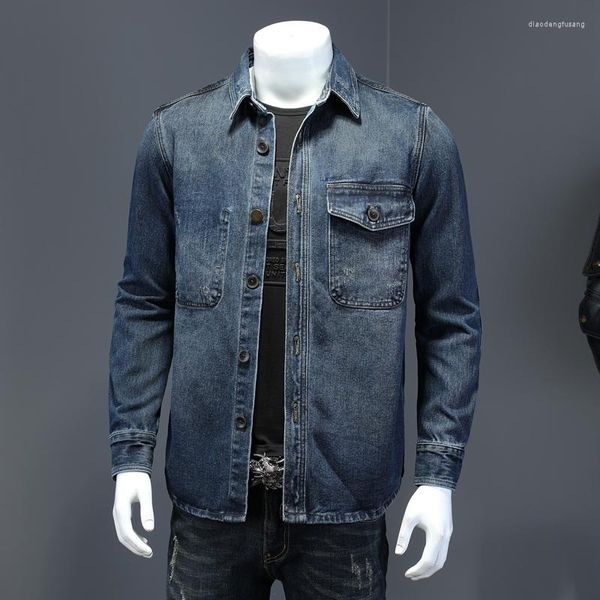 Herrenjacken 2023 Frühling Herbst Männer Jeansjacke Dunkelblau Vintage Top