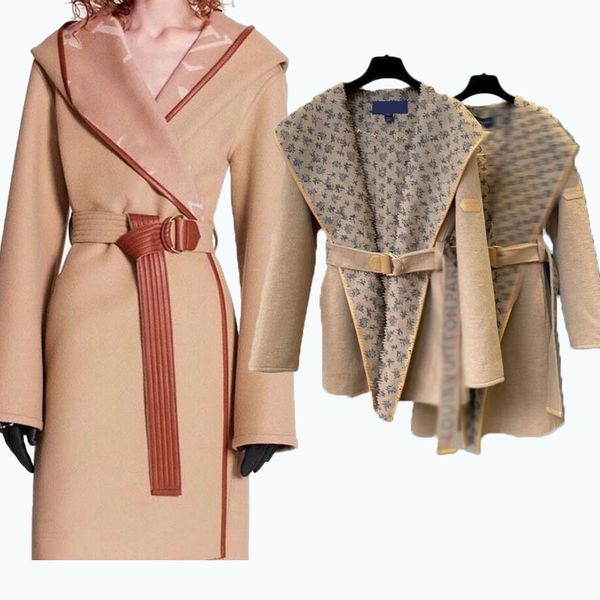 Cappotto di lana Giacca di lusso da donna Cappotto di mantello di fabbrica Cappotto di lana antivento in pelle bovina italiana di alta qualità Cappotto da donna di moda casual