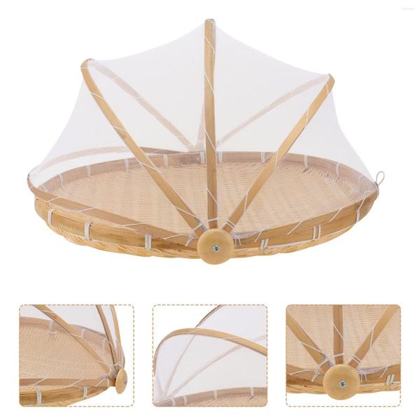 Conjuntos de louça de bambu feitos à mão com cobertura de rede, bandejas de serviço, cesta de presente de boas-vindas, cestas de pão cozido no vapor