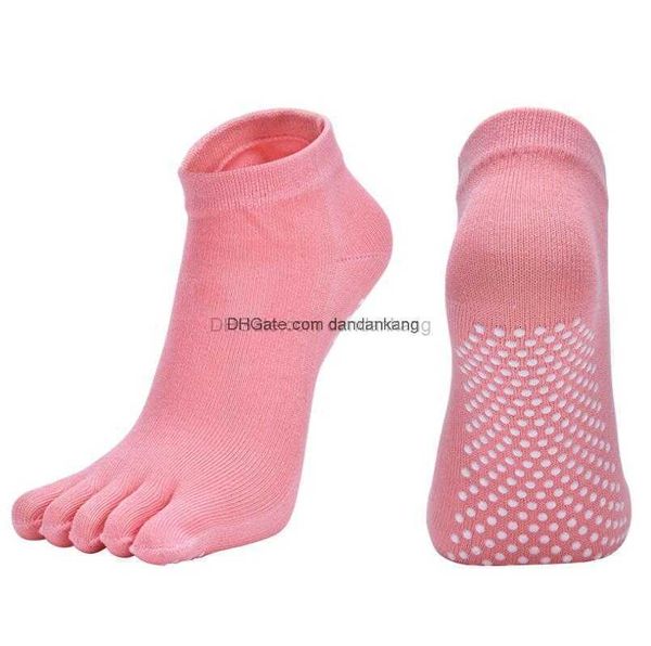 Meias de ioga antiderrapantes antiderrapantes Fitness Sox Five Toe Sport Gym Workout Dance Pilates Meia antifricção no tornozelo Pontos de silicone Ciclismo ao ar livre Corrida Meias de corrida