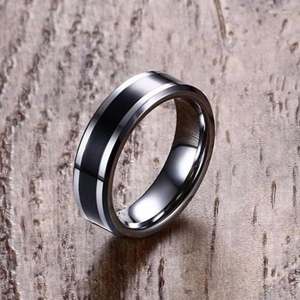 Alianças de casamento 6 mm carboneto de tungstênio preto esmaltado pulseira