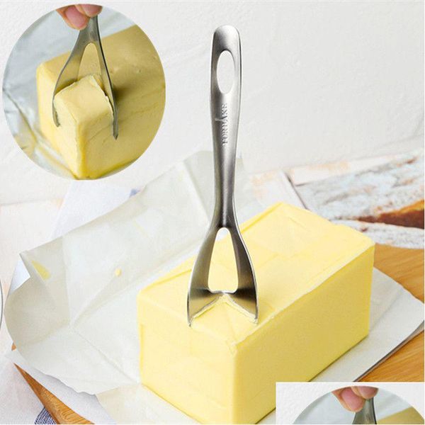 Ferramentas para queijo Aço inoxidável Faca de manteiga Plaina Raspadeira Utensílios de pastelaria Cortador de ângulo reto Cozinha Drop Delivery Home Garden Dining Dh9Rp