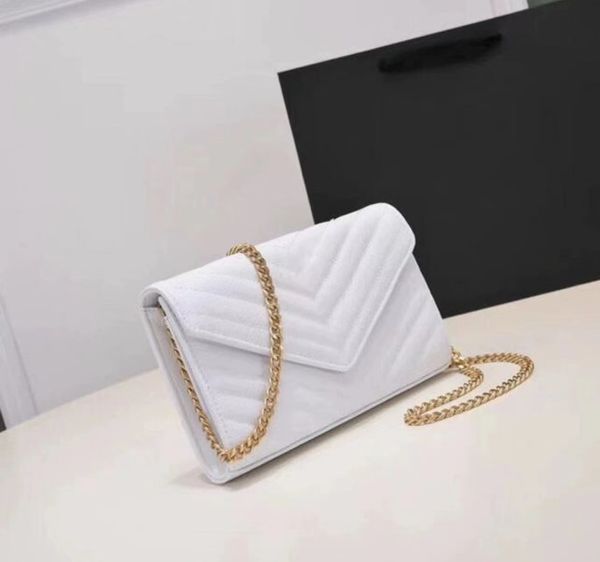 Bolsa bolsas de moda ombro luxos bolsas de grife bolsa envelope corrente de metal ouro prata bolsa feminina bolsa de couro genuíno bolsas de alta qualidade s bolsas de grife