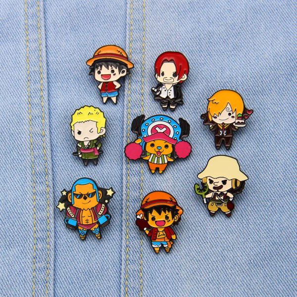 Anime One Piece Rufy Boa Hancock Sabo Portgas D Ace Roronoa Zoro Sanji Chopper Cute Cartoon Lega Smalto Risvolto Distintivo Spilla Pin 15 coloriZZ