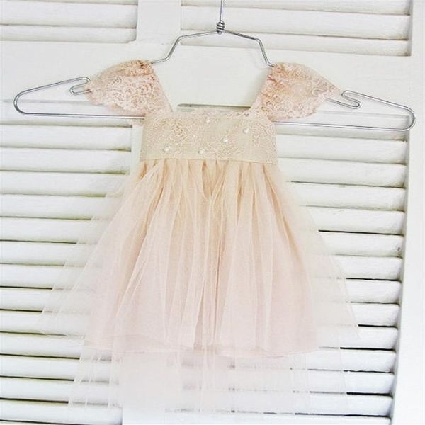 RUE DEL SOL vestido de flor blush vestido de renda francesa e tule de seda para bebê menina vestido de princesa blush tutu278l