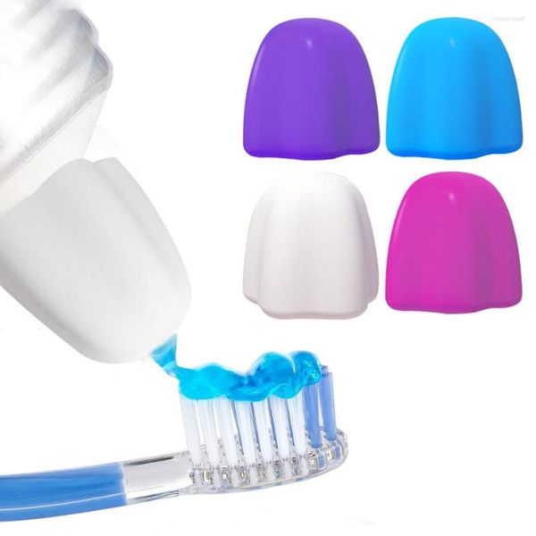 Conjunto de acessórios de banho pasta de dente manual 4 pçs silicone sem dispensador crianças fecho automático para tampas adultos bagunça espremedor