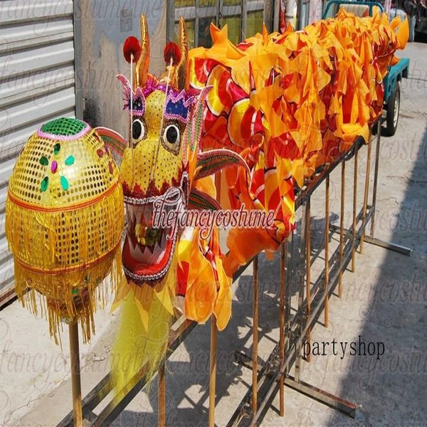 Dragon Costume Giallo taglia 6 # 5 5m kid folk SILK parad smart china Mascot Performance decor gioco sport Ornamen Toy vacanza Christm293S