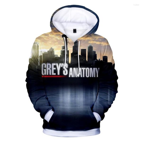 Felpe con cappuccio da uomo Grey's Anatomy Uomo / Donna Moda Felpa con cappuccio con stampa 3D Felpa Tumblr Greys Regali Giacca Cosplay Abbigliamento streetwear