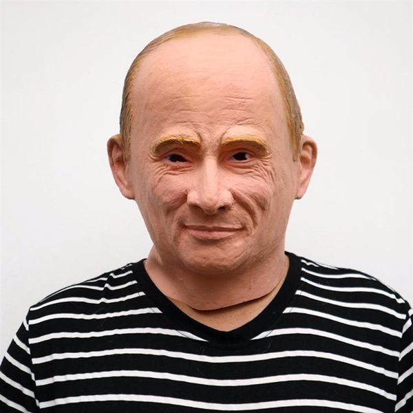 2018 Engraçado Realista Látex Natural Engraçado Cosplay Halloween Máscara de Putin Celebridade Presidente Russo Traje FACE Ball Party Masks219u