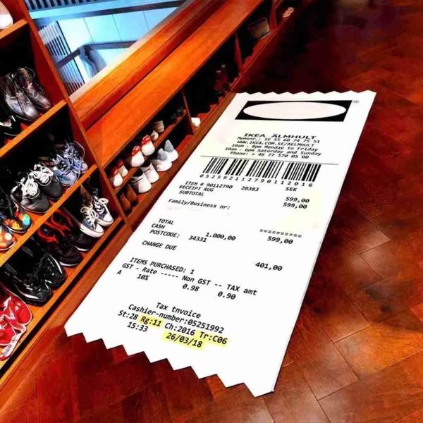 Carpete Compras Receipt Tapete Moda Conta Porta Parede Tapeçaria Sala Estar Decoração Elegante Estampa Antiderrapante Forro Perfeito para Fãs 230721