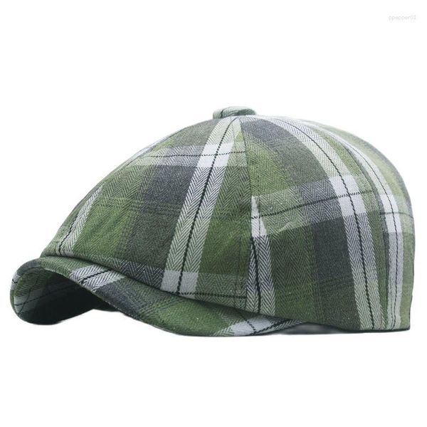 Berretti Four Seasons Polyester Stripe Print Sboy Caps Flat Peaked Cap Men And Women Painter Beret Hats