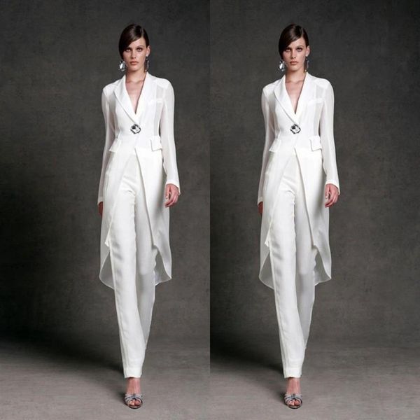 Abiti per la madre della sposa in chiffon modesto Pantaloni Abiti con scollo a V Maniche lunghe Abiti da sera convenzionali Lunghezza alla caviglia Madre della sposa S185S