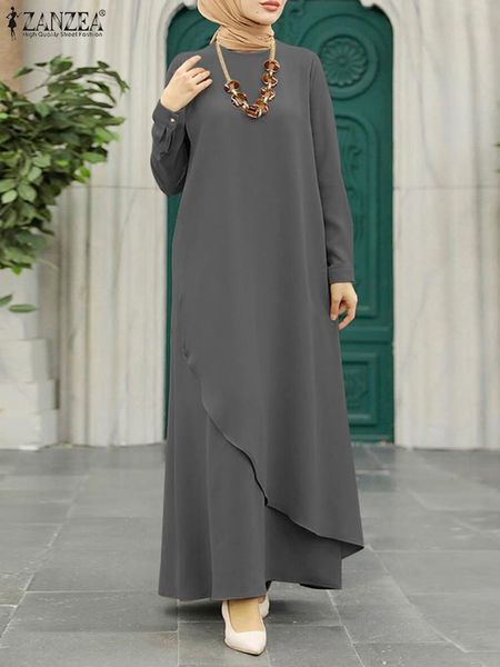 Abbigliamento etnico Abito hijab moda musulmana ZAZNEA Turchia Abaya Donna manica lunga Maxi prendisole Abito asimmetrico Dubai Vestido Isamic Abbigliamento 230721