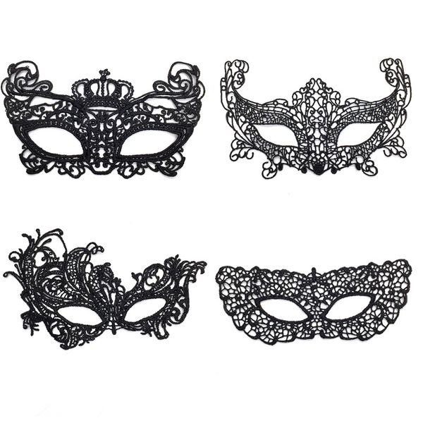 Women Hollow Black Lace Masquerade Gesichtsmaske Sexy Cosplay Prom Party Kostüm Halloween Maskerade Maske Nachtclub Maske