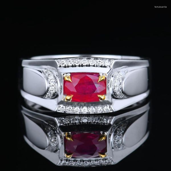 Кластерные кольца 18 тыс. Белого золота 0,62CT натуральное мозамбик ruby ​​musting gemstone ювелирные украшения бриллианты Производитель ювелир