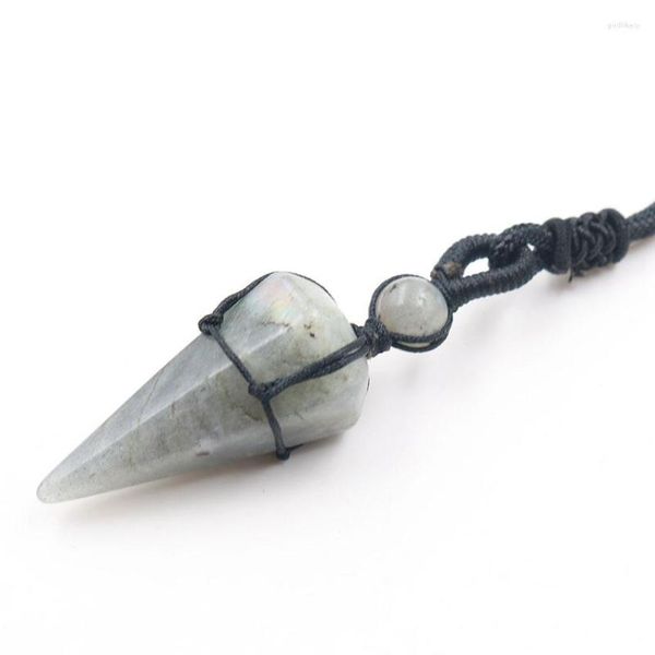 Collane con ciondolo FYSL Hexagon Pyramid Labradorite Stone Rope Chain Collana Lapislazzuli Gioielli fatti a mano