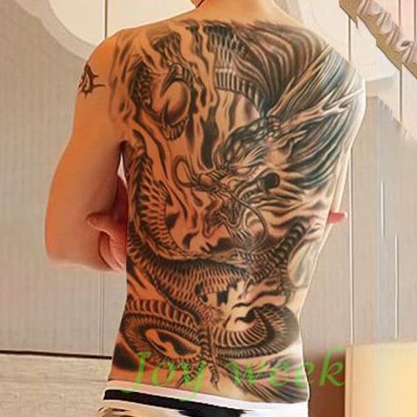 Adesivo de tatuagem temporária à prova d'água para homens, costas inteiras, tamanho grande, dragão, lobo, adesivos para tatuagem, tatuagem em flash, tatuagens falsas para mulheres 9