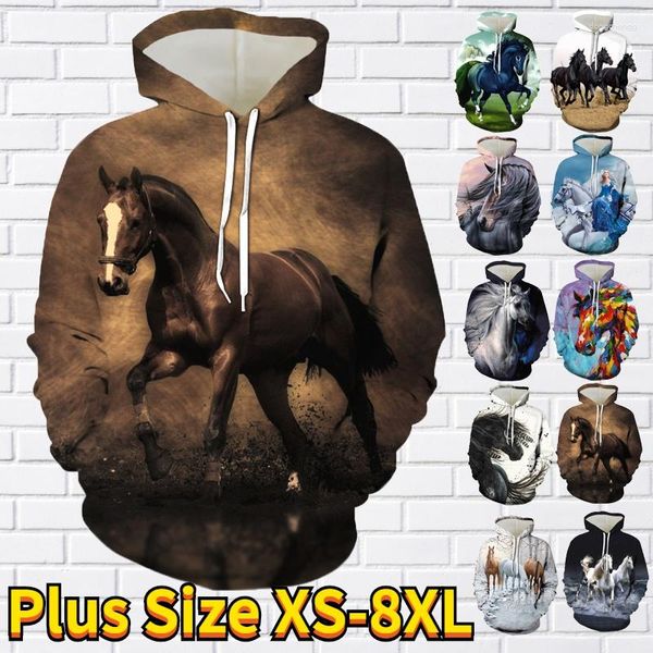 Herren Hoodies Mode Tier Pferd 3D Gedruckt Hoodie Für Männer Und Frauen Langärmeliges Sweatshirt Pullover Top Herbst Winter