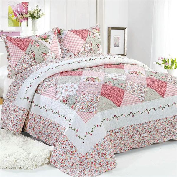 Conjuntos de cama 3 pçs de colcha de algodão colcha colcha colcha acolchoada patchwork colcha americana colcha cubrecam colcha conjuntos de moda 230721