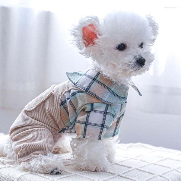 Roupas para cães Adorável Macacão de veludo cotelê Roupas para animais de estimação Roupas para cães Presente para animais de estimação Verde Vestido/calça-Suspensórios