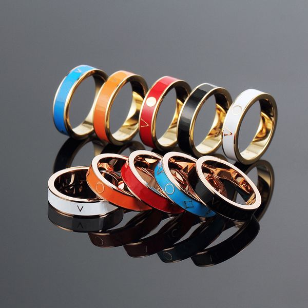Anéis homens homens band ring designer anel clássico jóias de moda titânio letra de aço anéis de grade única cor opcional size5-11