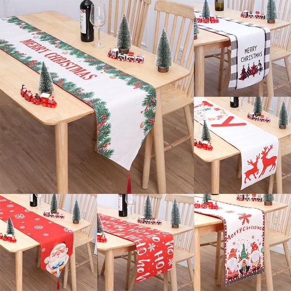 Tischsets, Weihnachtsläufer, Blume, gesichtsloser Zwerg, Elchbaum, bedruckt, Flagge, Tischdecke, Stoffbezug, Heimdekoration