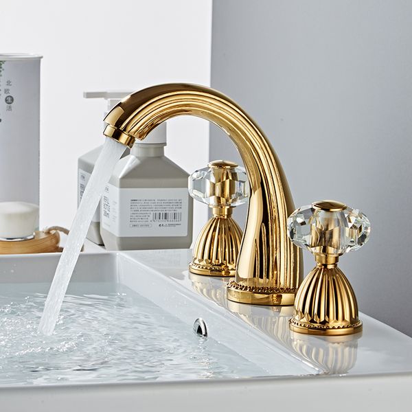Havza musluk antika bronz banyo lavabo musluğu 3 delik yaygın altın/siyah/krom havza mikseri sıcak ve soğuk su musluk yeni