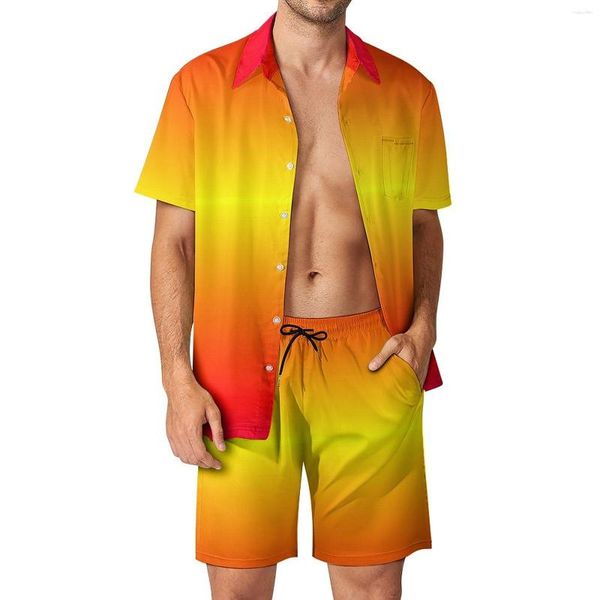 Tute da uomo Beautiful Summer Sunset Set da uomo Stampa artistica astratta Set camicia casual Streetwear Abbigliamento da spiaggia Pantaloncini Tuta grafica Due pezzi