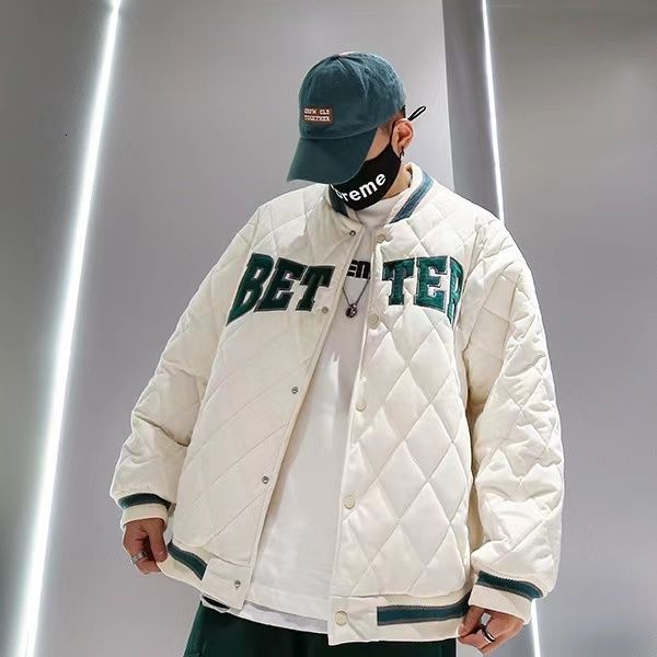 Männer Jacken Baseball Kragen Mantel Baumwolle Jacke Männer Winter Koreanische Trend Tragen Weiß Schwarz Warme Streetwar College Student Reise Kleidung gesteppt 230721