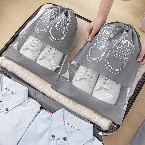 Depolama Çantaları 5 PCS Ayakkabı Torbası Dolap Organizatörü Dokunamayan Taşınabilir Su Geçirmez Cep Giysileri Tranparent Sınıflandırılmış Asma