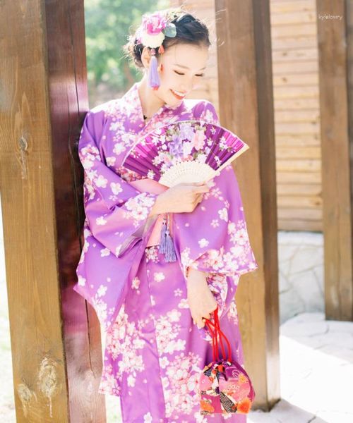 Roupas étnicas femininas japonesas traje tradicional flor quimono feminino e vestido obi para palco cosplay senhoras yukata d9011