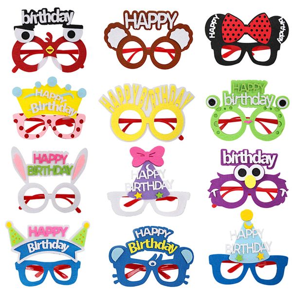 Divertente decorazione per feste di compleanno Occhiali Cartoon Animal Happy Birthday Party Occhiali per bambini Puntelli per foto per adulti Maschere per occhi