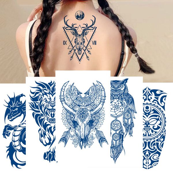 Juice Ink Tattoos Body Art Duradoura À prova d'água Temporary Tattoo Sticker Lion Tiger Tatoo Arm Falso Astronaut Tatto Women Men