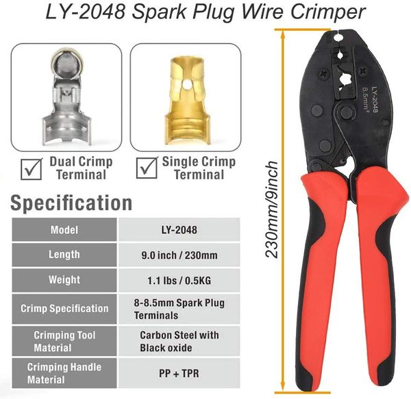 STITCH Buji Crimper, Buji Sıyırma Aracı için Sıkıştırma Pensesi LY2048 Cırcır Tel Terminali Crimperwire El Silgi Aracı