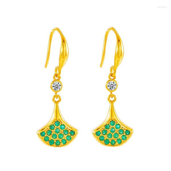 Kolye Kolye Moda Rhinestone Altın Küpe Kadınlar için 24K Altın Renk Çiçek Damla Küpe Vintage Sektör Düğün Gelin Takı