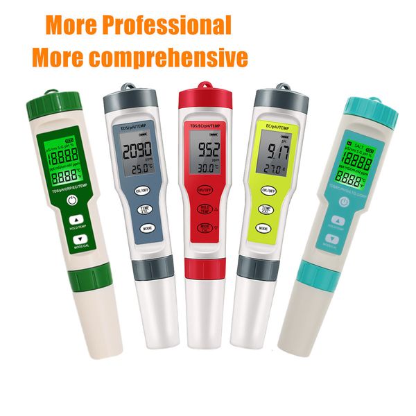 Medidores de ph 4/5/7 em 1 medidor de ph tds ec orp salinidade s. g medidor de temperatura com luz de fundo digital monitor de qualidade da água testador para aquário 230721