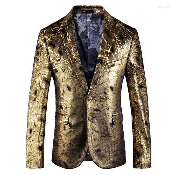 Мужские костюмы 5xl Gold Luxury Man Suit отличный качество бренда Casual Slim Fit Свадебная куртка мужская сцену выпускной пиджак