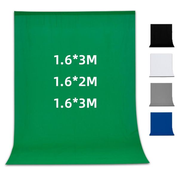 Pography Studio Sfondo Schermo Chromakey non tessuto Sfondo 1.6X3 / 2 / 1M Nero / Bianco / Verde per materiale di illuminazione Po