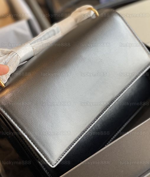 10A Mirror Quality Designers Medium Sunset Bag 22 cm Damen-Handtasche aus glattem Leder, luxuriöse schwarze Handtasche mit Krokodilmuster, Umhängetasche, schwarze Schultertasche mit Kettenriemen