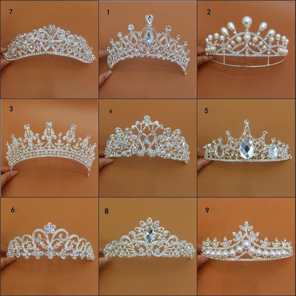 Nuovo arrivo Lusso Diversi tipi Diademi nuziali Diamante Cryatal Empire Crown Fascia da sposa per capelli da sposa Gioielli Party Access211a