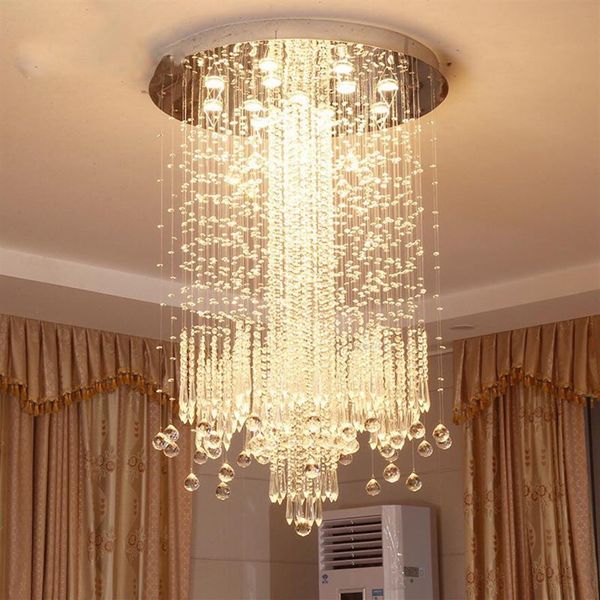 Moderne minimalistische LED-Eitelkeitslampe mit langer Treppe, Kristall-Kronleuchter, Beleuchtung für Wohnzimmer, große Luxus-El-Hall-Foyer-Lampe3383